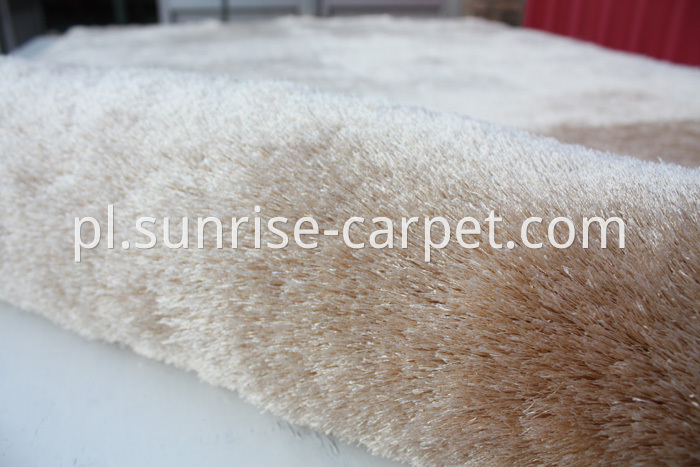 Silk Polyester Shaggy Rug Beige